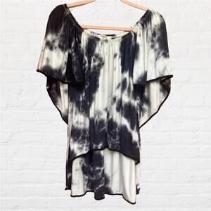 Eldridge tie dye off shoulder high low shirt